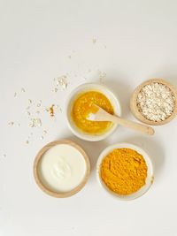 High angle view of food on white background