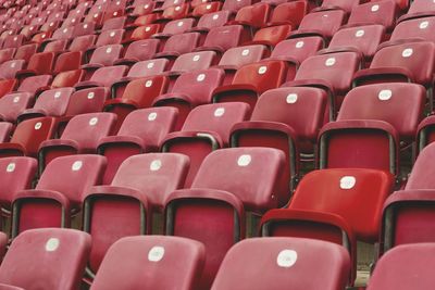 Full frame shot of empty seats at stadium