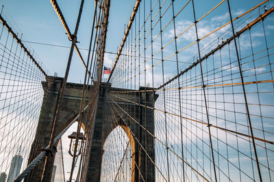 Low angle view of suspension bridge