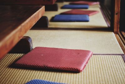 Close-up of tatami mats at home