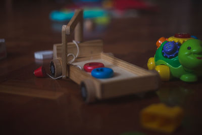 Close-up of toys on floor