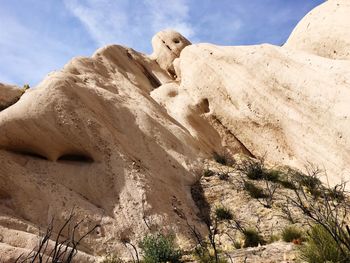 Low angle view of rock formations