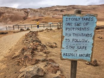 Information sign in desert