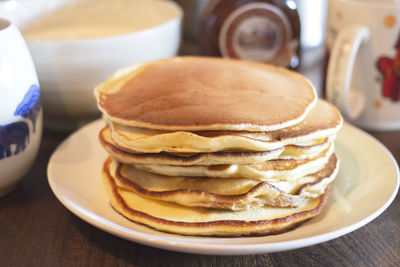 Close-up of pancakes served in plate