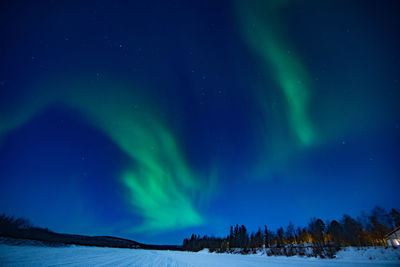 Scenic view of snow covered landscape at night