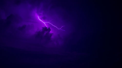 Lightning in sky at night