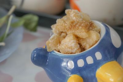 Close-up of dessert in bowl on table