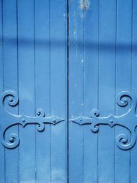 Full frame shot of closed blue door