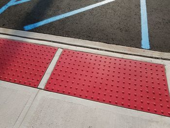 High angle view of zebra crossing on street