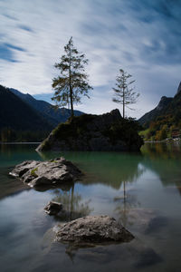 Scenic view of lake against sky