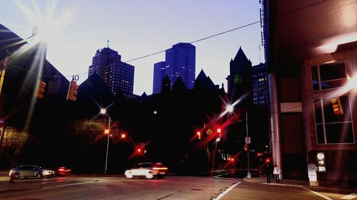 View of illuminated city