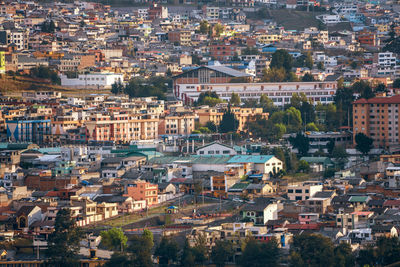 High angle view of townscape