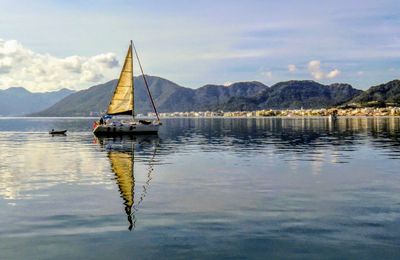 Scenic view of lake against sky