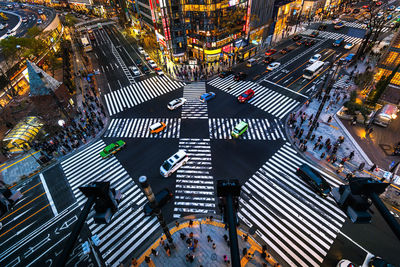 High angle view of city street