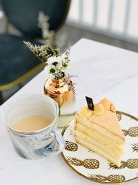 Close-up of coffee served on table