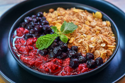 Close-up of breakfast served in bowl