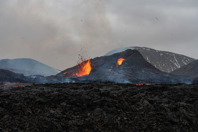 Scenic view of volcano during sunset