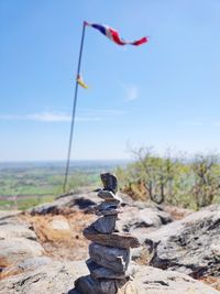 Low angle view of man standing on rock