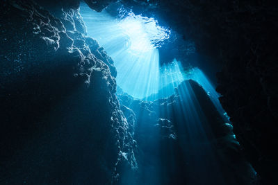 Low angle view of waterfall