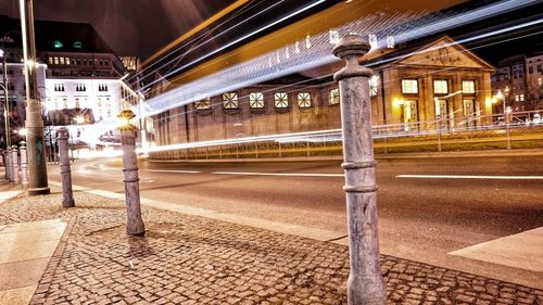 Light trails on street in city at night