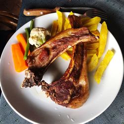 High angle view of meal served in plate