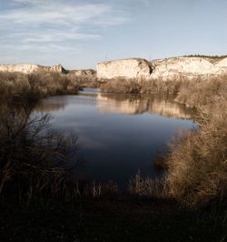 Scenic view of lake against sky