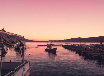 Scenic view of sea against clear sky during sunset