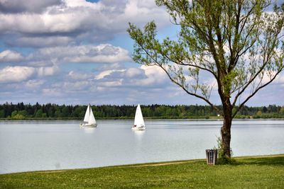 Scenic view of lake against sky