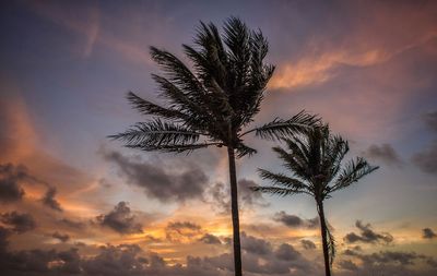 Low angle view of silhouette trees against cloudy sky