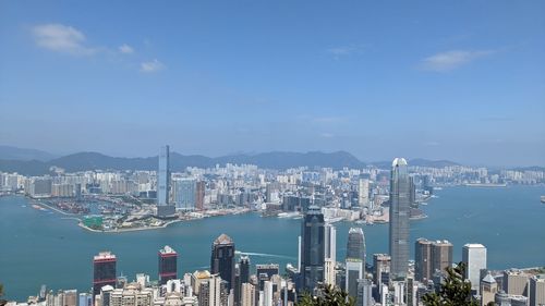 Panoramic view of city buildings against sky