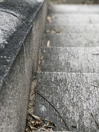 Close-up of rusty metal on concrete wall