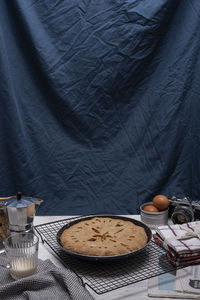 High angle view of breakfast on table