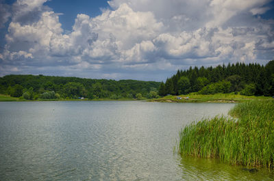 Scenic view of lake against sky