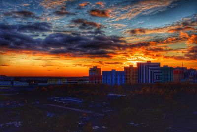 View of city during sunset