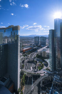 High angle view of city at waterfront