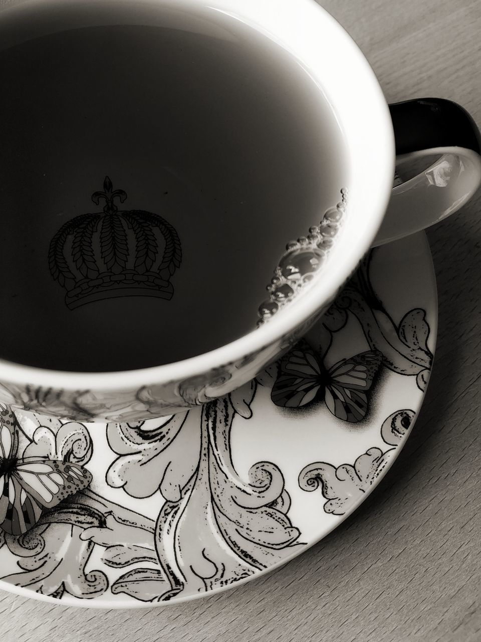 cup, food and drink, mug, drink, still life, tea, indoors, table, refreshment, crockery, high angle view, no people, close-up, tea - hot drink, food, saucer, hot drink, tea cup, coffee, pattern, teapot, floral pattern