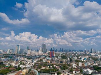 High angle view of buildings in city