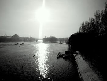 Scenic view of sunset over river