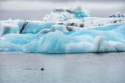 Scenic view of ice floating on sea