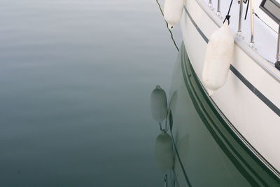 High angle view of white boat in sea