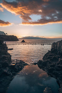 Scenic view of sea against sky during sunset