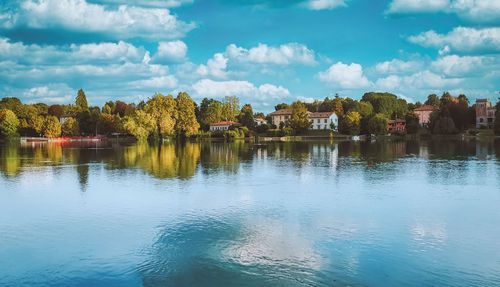 Scenic view of lake against sky