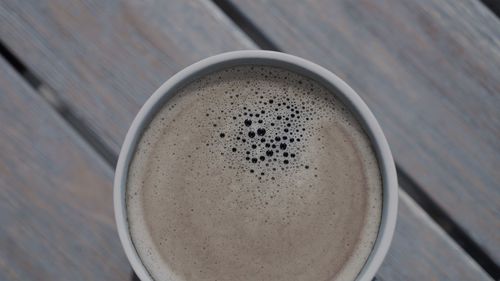 High angle view of coffee on table