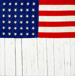 Close-up of american flag on table