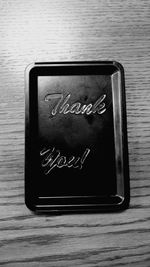 Close-up of smart phone on table