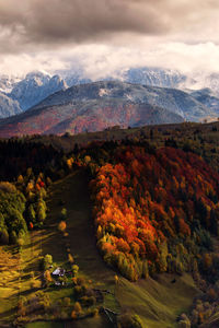 High angle view of landscape during autumn