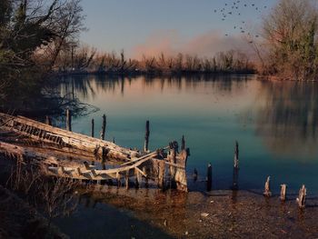 Scenic view of lake against sky