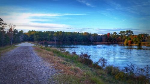 Scenic view of lake against sky