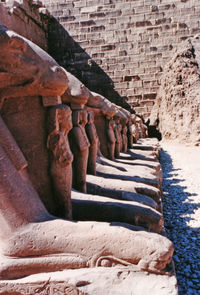 Old ruins against brick wall