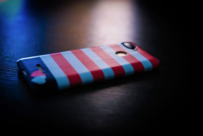 Close-up of colored pencils on table